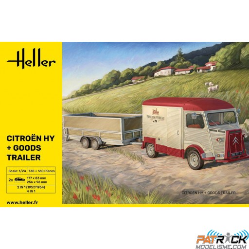 1/24e Heller Citroen HY + Goods Trailer