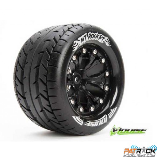 Roues Louise RC MT-Rocket Jantes 2.8' Noir Déport +1,27cm Monster Stadium 1/10e