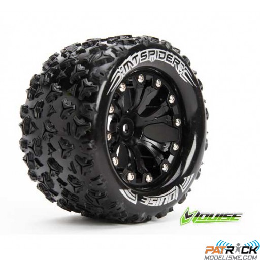 Roues Louise RC MT-Spider Jantes 2.8 Noir offset 1/2" (x2) 1/10e