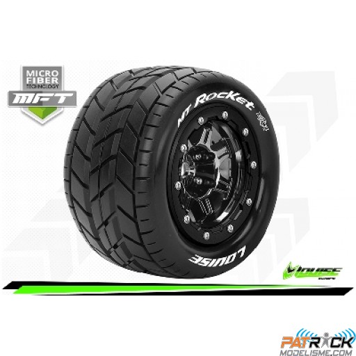 Roues Louise RC MFT-MT-ROCKET Jantes 2.8' noires Déport +1,27cm Hexagone 17mm Maxx 1/10e
