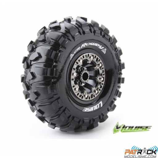 Roues Louise RC CR-ROWDY Jantes 2.2 chromées noires Super Soft Hexa 12mm Crawler 1/10e