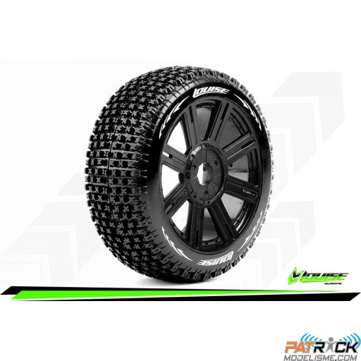 Roues Louise RC - B-PIRATE - Buggy 1/8e Montés - jantes noires - Super Soft - Hexagone 17mm