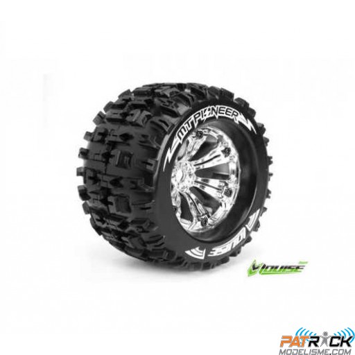 Roues Louise RC MT-PIONEER Jantes 3.8 chrome 1/2 Offset Hex 17 Monster Truck 1/8