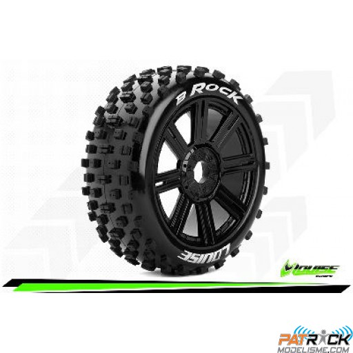 Roues Louise RC - B-ROCK - Buggy 1/8e - Montés - Soft - Jantes Noires - Hexagone 17mm