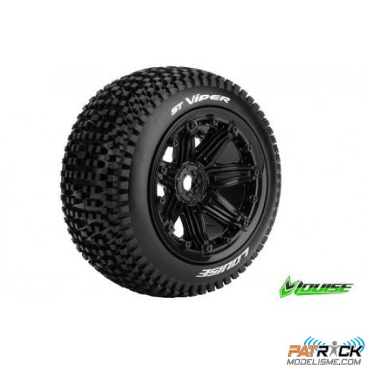 Roues Louise RC ST-VIPER Jantes 3.8 type Bead noir Hex 17 Stadium Truck 1/8