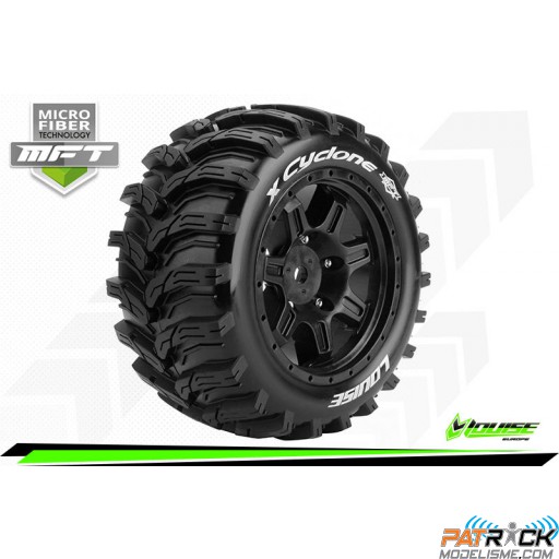 Louise RC - MFT - X-CYCLONE - Paire pneus X-Maxx - Montés - Sport - Roues noires - Hex 24mm
