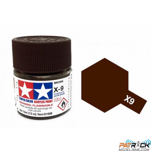 Pot de peinture acrylique Tamiya X-9 Brun brillant 10ml