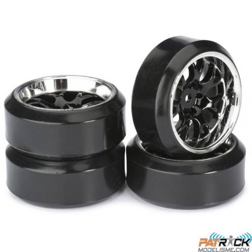 Roues MHD PRO Jantes comb DRIFT Noires/ Chromée 1/10 4pcs