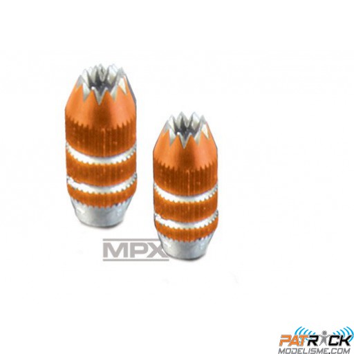 Manches alu orange 4mm (2 pièces) MPX RoyalEvo/RoyalPro/Cockpit/Smart SX