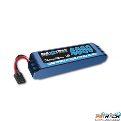 Accu LiPo HARDCASE TRAXXMAX 4000 mAh 7.4V 2S 25C Fiche Traxxas spécial REVO/SUMMIT