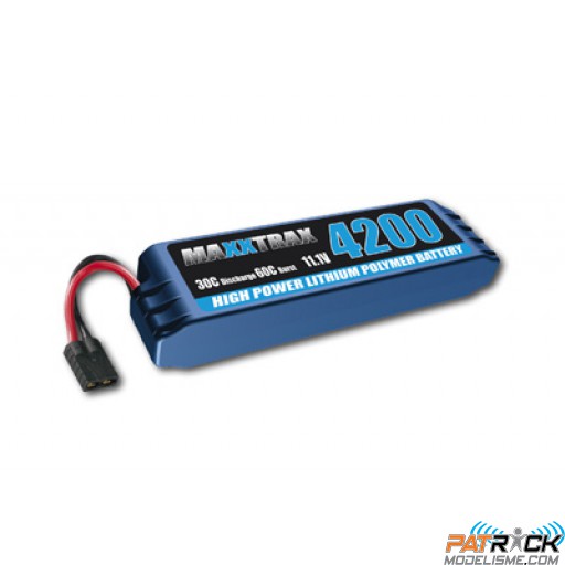 Accu LiPo HARDCASE TRAXXMAX 4200 mAh 11.1V 3S 30C Fiche Traxxas 1/8 revo/summit