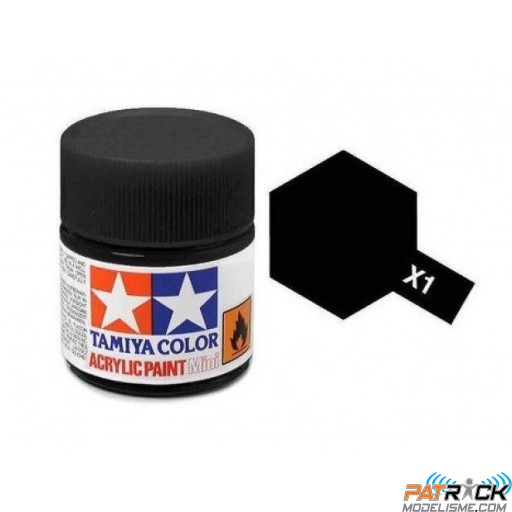 Pot de peinture acrylique Tamiya X-1 Noir brillant 10ml