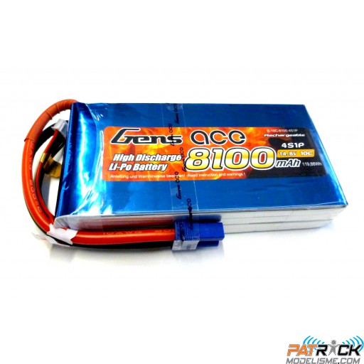 Accu LiPo GENS ACE 8100mAh 4S 14.8V 10C EC5