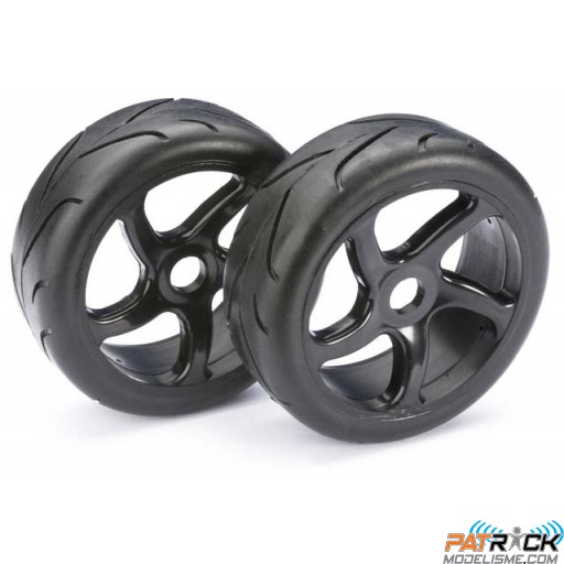 Roues montées collées "Street" noir Absima piste 1/8 - 2 pièces