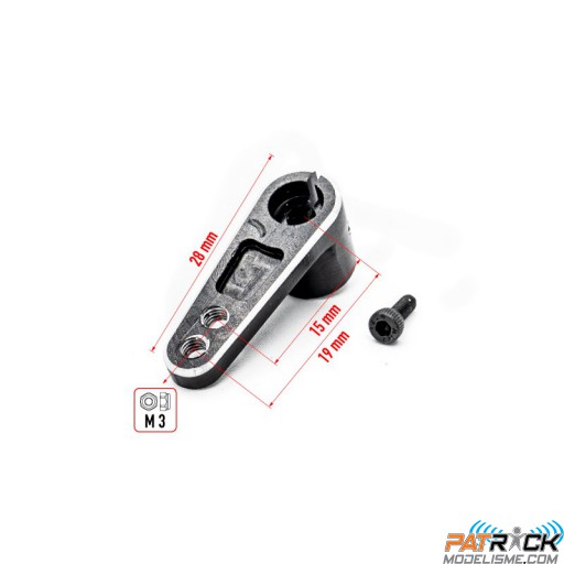 Palonnier de direction en alu 25T Noir 19mm 1/8e