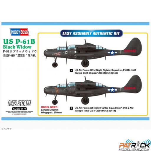 1/72e Hobby boss US P-61B Black Widow