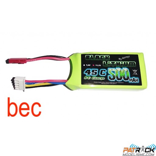 Accu LiPo Black Lithium 500mAh 35C 3S (47.6 grs) BEC