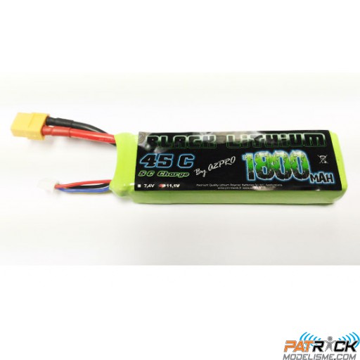Accu LiPo Black Lithium 1800mAh 45C 3S (150 grs) XT60