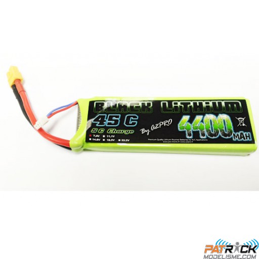 Accu LiPo Black Lithium 4400mAh 45C 2S (232grs) XT60