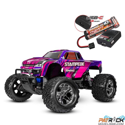 Traxxas Stampede 4x2 brushed HD Rose + Accus/Chargeur USB-C 1/10e SUR-COMMANDE