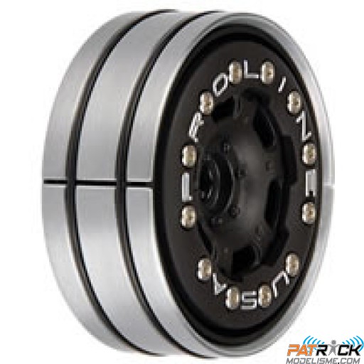 Jantes PROLINE Titus 2.2'' - 1/10 CRAWLER et 1/16 E-REVO avant/arrière noire/noir bead-loc hex 12mm