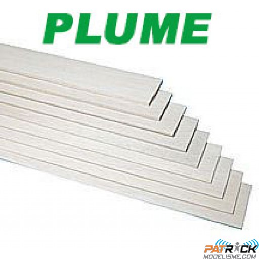 Planche balsa Plume 100x1000mm épaisseur 15/10