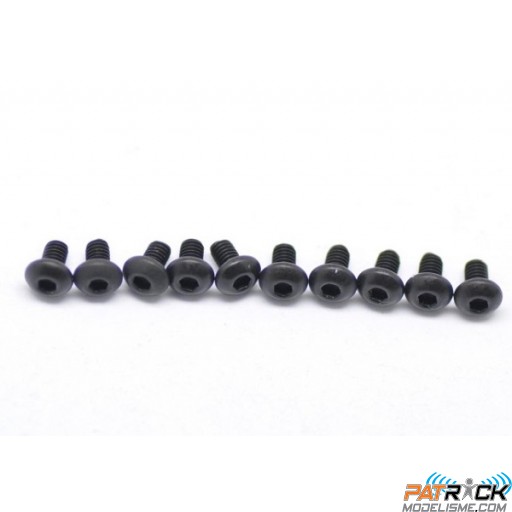 Vis noire BTR tête ronde 3x4mm 10 pièces