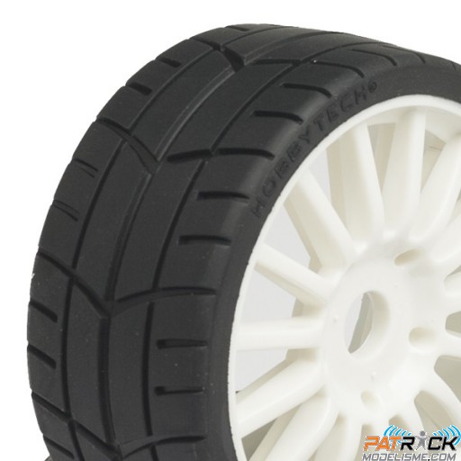 Roues Hobbytech Challenge montés sur jantes Blanches (2pcs) 1/8ème
