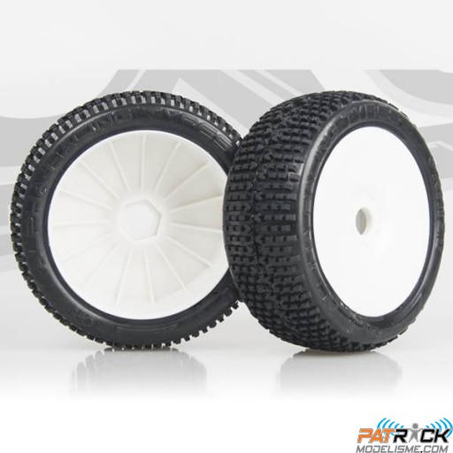 Roues ART KHI 2.0 XXX SOFT montes collées sur jantes BLANCHES TT 1/8e