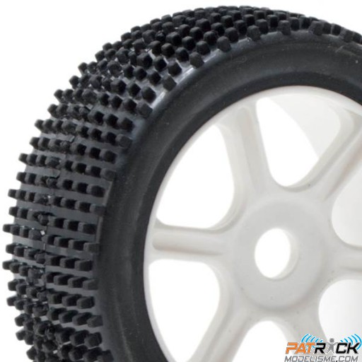 Roues Hobbytech Pneus S-Bock montes colles jantes blanches 6 batons (2pcs) 1/8ème