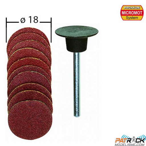 10 disques émeri abrasifs 18mm grain 120/150 avec support Proxxon MICROMOT