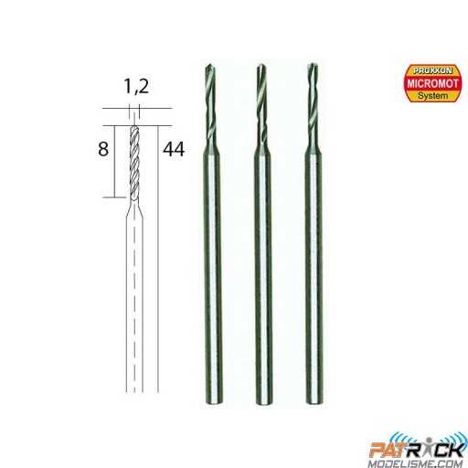 3 micro forêts HSS acier ø1.2 mm Proxxon MICROMOT