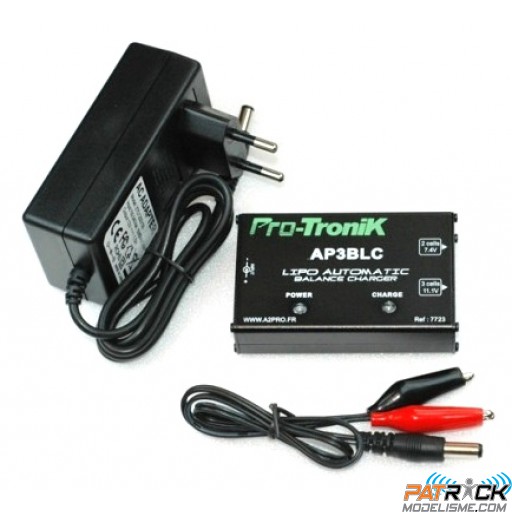 Chargeur A2Pro AP3BLC LiPo 12V 2-3 Elts et adaptateur secteur