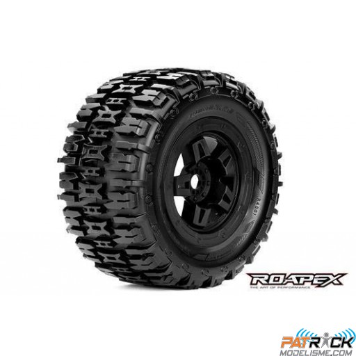 Roues Roapex Monster 1/8 pneus Renegade sur jante noire (paire) 17mm