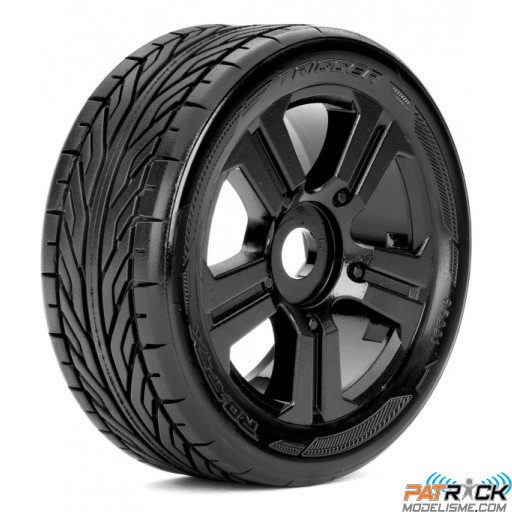 Roues Roapex BUGGY/RG 1/8 pneus Slicks Trigger sur jante noire (paire) 17mm