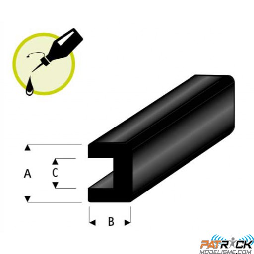 Liston caoutchouc carré 2x2x0,75mm - Longueur 2m