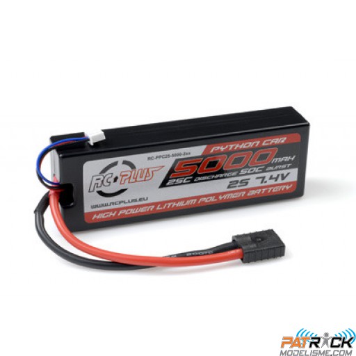 Accu LiPo RC PLUS Python CAR 5000 mAh 7.4V 2S 25C Dean HARDCASE