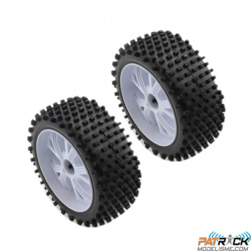 Roues RCsystem arrière 1/10 avec jantes blanches RC701GR/RC701G