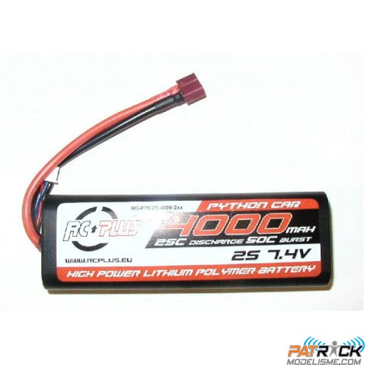 Accu LiPo RC PLUS Python CAR 4000 mAh 7.4V 2S 25C Dean