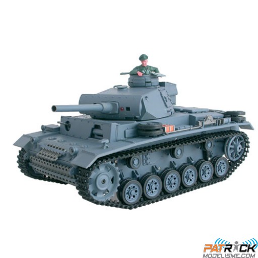 Char d'assault RC électriques 1/16 Panzerkampfwagen 3 (bruit et fumée) complet RTR