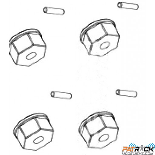 HEXAGONES DE ROUES+GOUPILLES (2X10) 4PIECES - RC701GR/RC909T