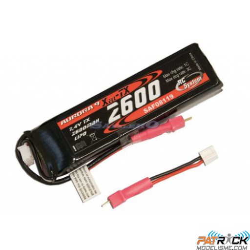 Batterie LiPo émission 7.4V 2600mAh XP 25C - AURORA 9 TX