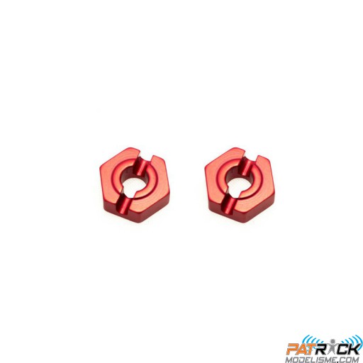 Hexagone de roue arrière alu rouge clavette 2mm