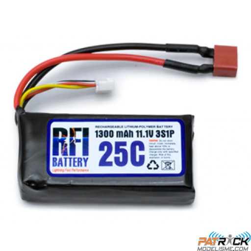 RFI Accu Lipo 1300mAh 25C/50C 11.1V (3S) 31x35x74 - 101g Dean