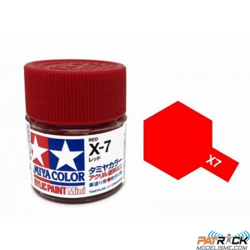 Pot de peinture acrylique Tamiya X-7 Rouge brillant 10ml