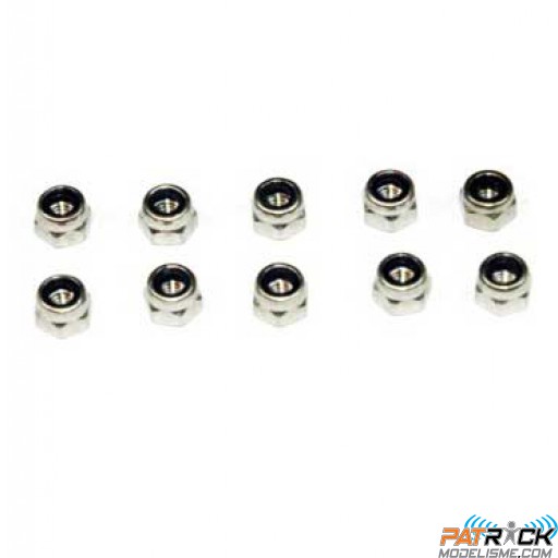 Ecrous nylstop inox M2,5/10 pièces