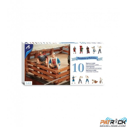 1/65e Artesanía Latina Ensemble de 10 Figurines en Métal pour Caravelles et Galions