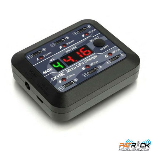 Chargeur SkyRC MC6 4x0,35A & 2x0,50A USB - spécial 1S