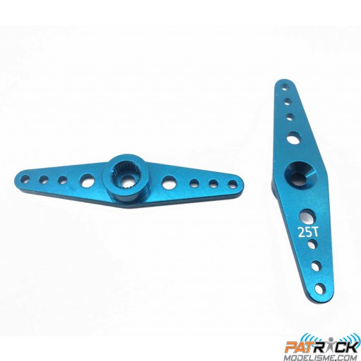 Palonnier alu double 2x22mm BLEU (25 dents) pour servos Futaba / Savox / Thunder tiger / ACE / HPI