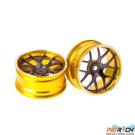 Jantes alu CNC Corvette GT2 or et gris 2pcs 1/10